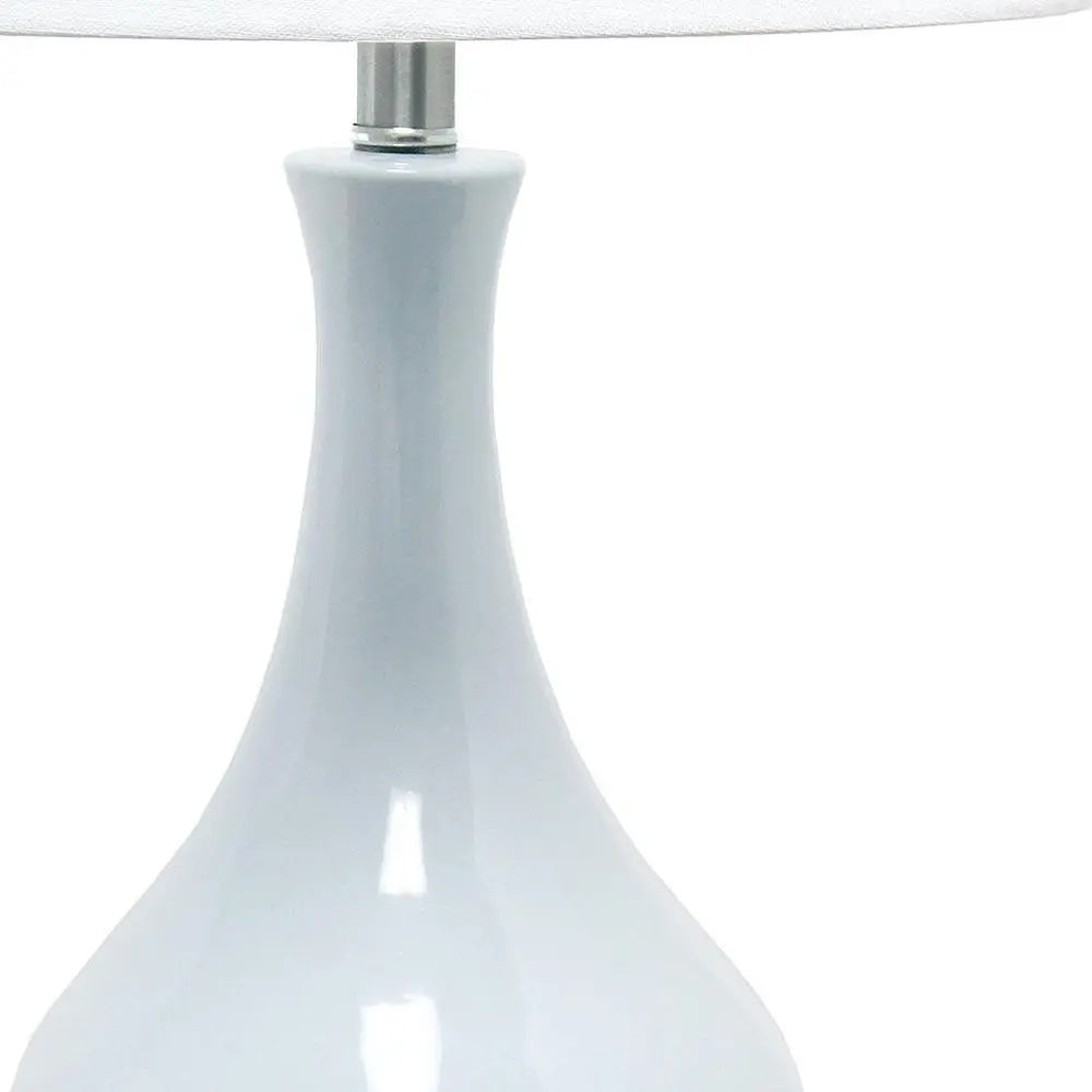 26" Light Blue Ceramic Round Table Lamp With White Drum Shade HomeRoots