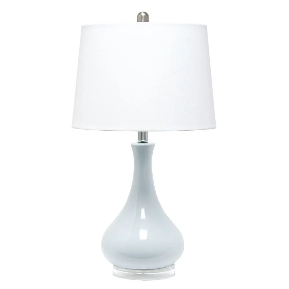 26" Light Blue Ceramic Round Table Lamp With White Drum Shade HomeRoots