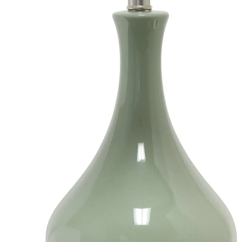 26" Sage And Clear Ceramic Novelty Table Lamp With White Drum Shade HomeRoots