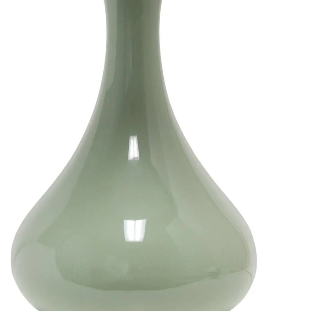 26" Sage And Clear Ceramic Novelty Table Lamp With White Drum Shade HomeRoots