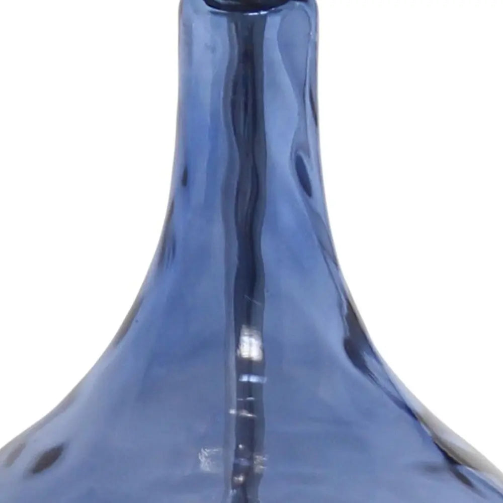 23" Dark Blue And Silver Glass And Metal Novelty Table Lamp With White Drum Shade HomeRoots