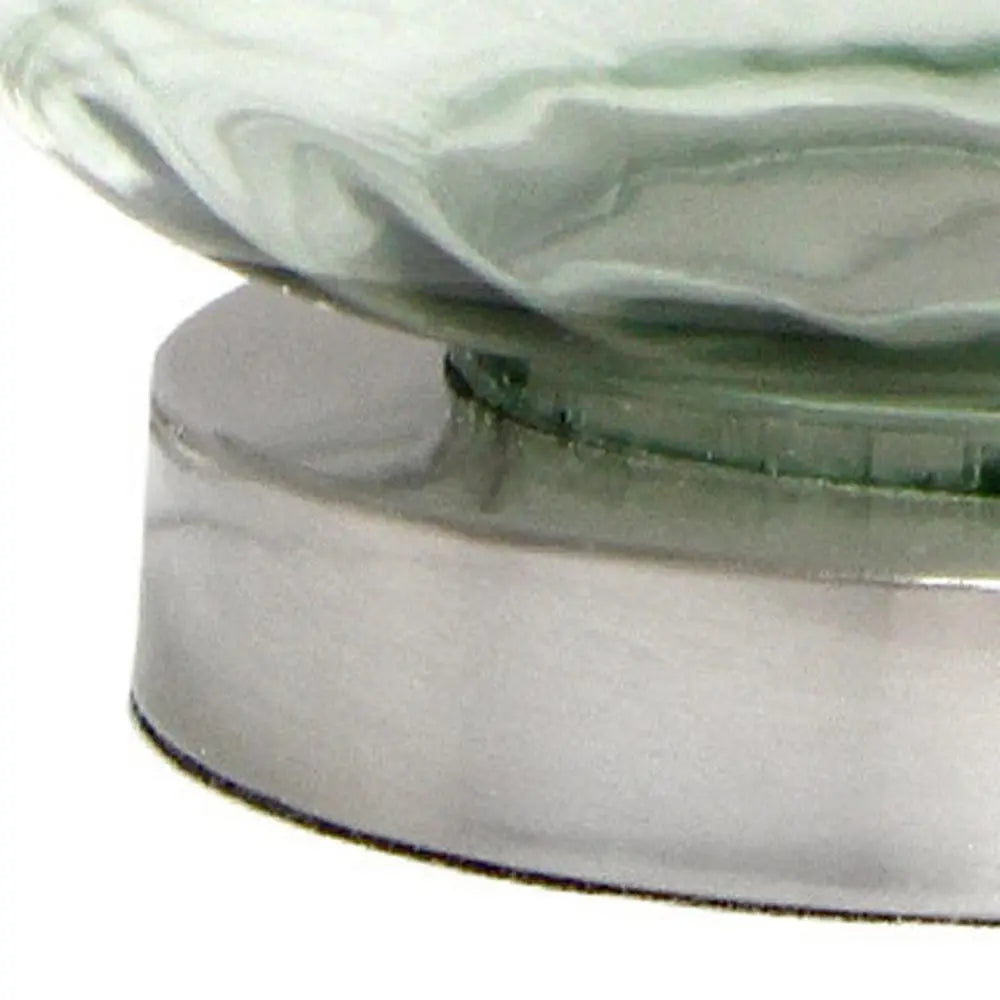 23" Sage Glass Round Table Lamp With White Drum Shade HomeRoots