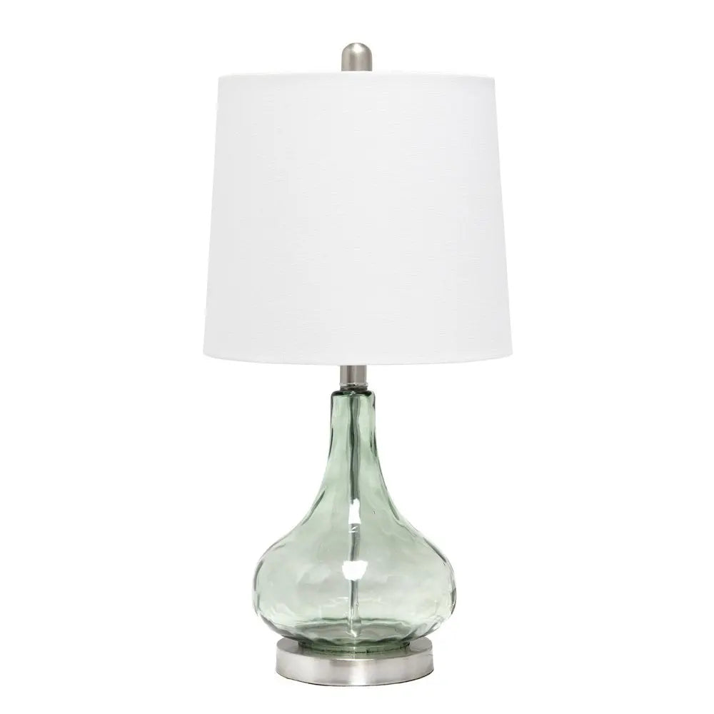 23" Sage Glass Round Table Lamp With White Drum Shade HomeRoots