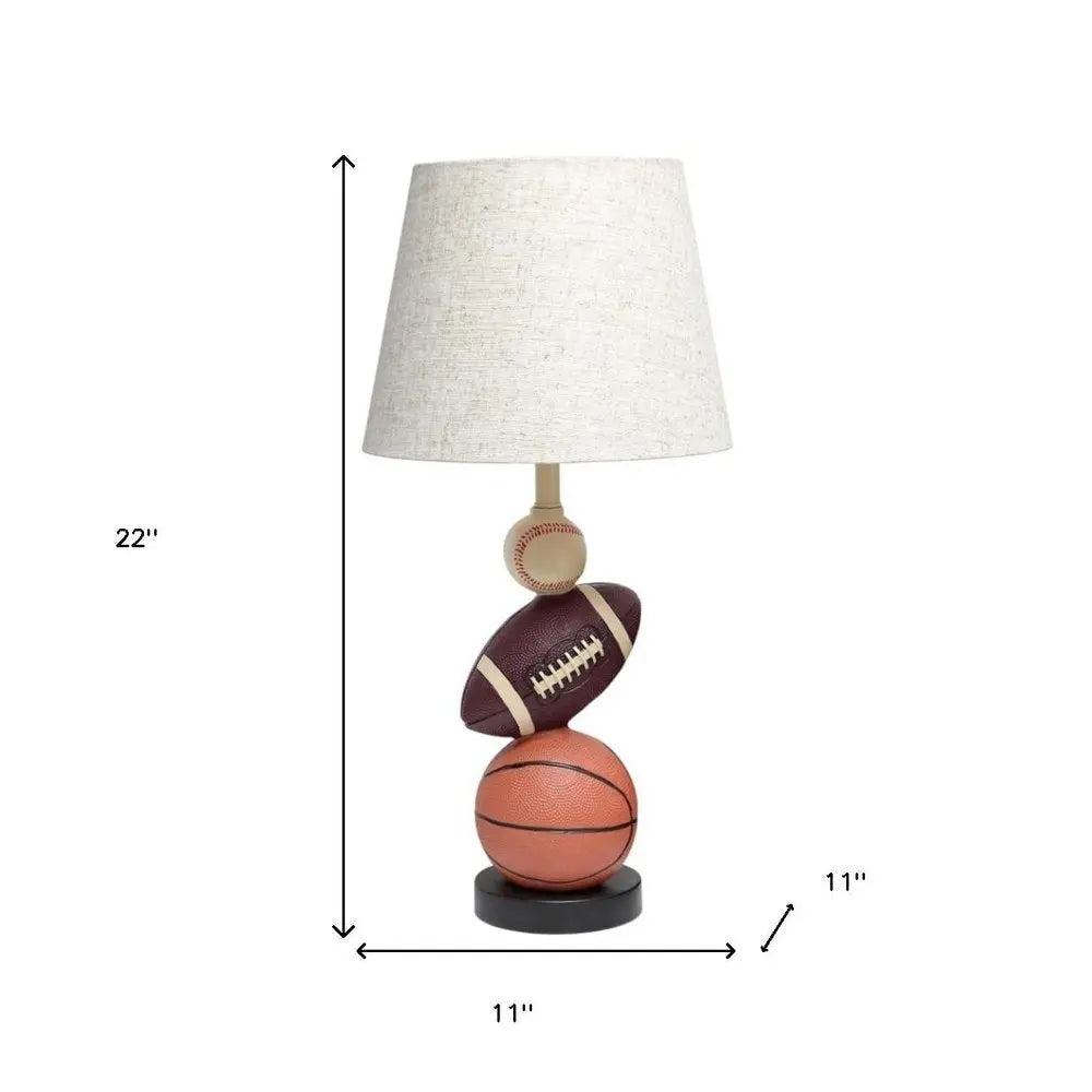 22" Brown Geometric Table Lamp With Beige Drum Shade HomeRoots