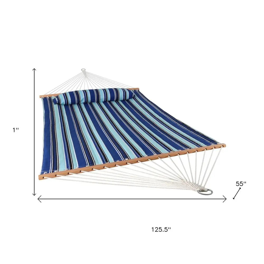 Light Blue And Dark Blue Striped Double Hammock