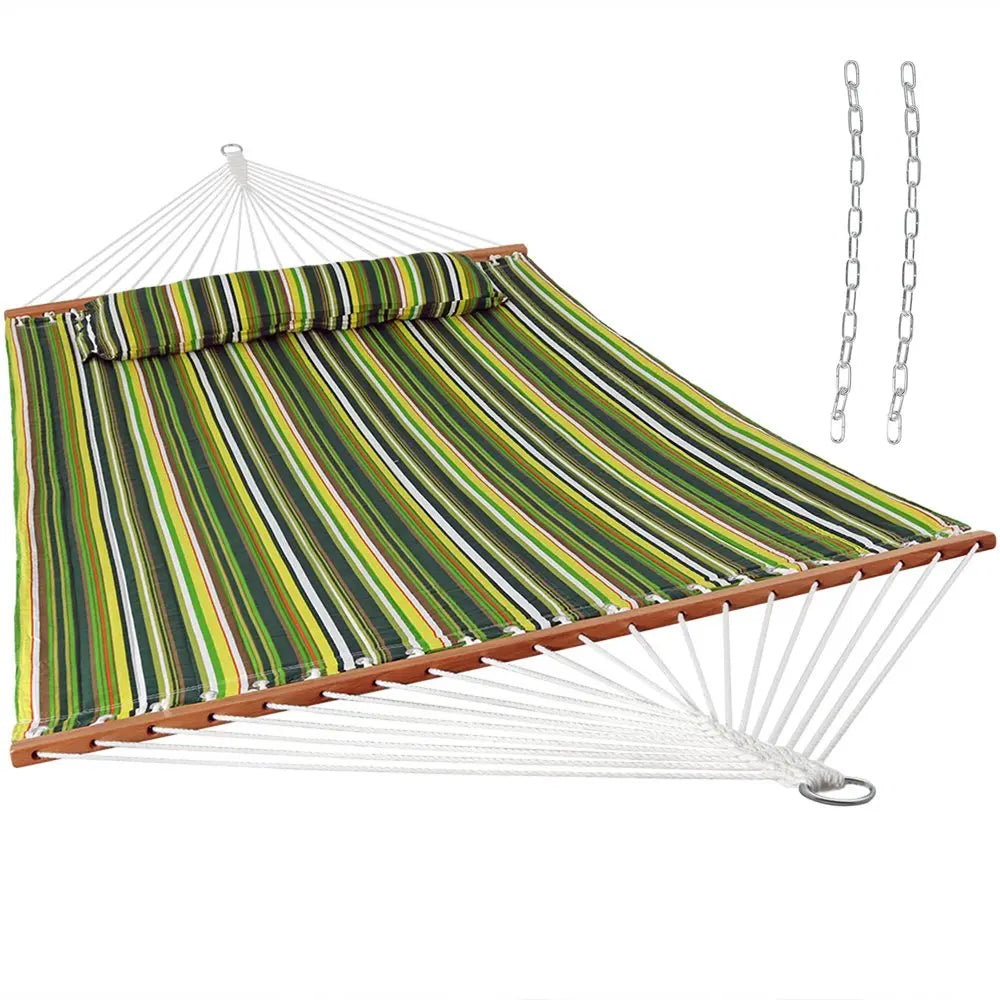 Green And Yellow Striped Double Hammock HomeRoots
