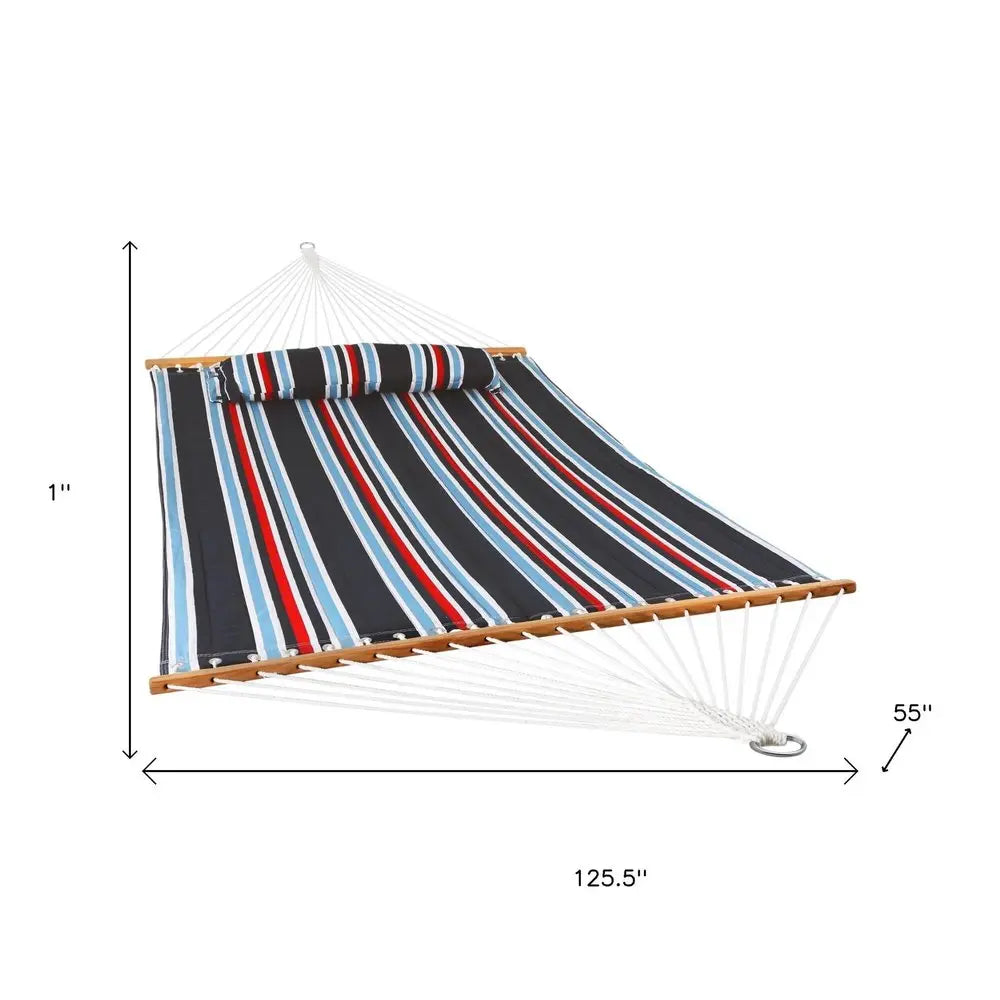 Blue Red And White Striped Double Hammock HomeRoots