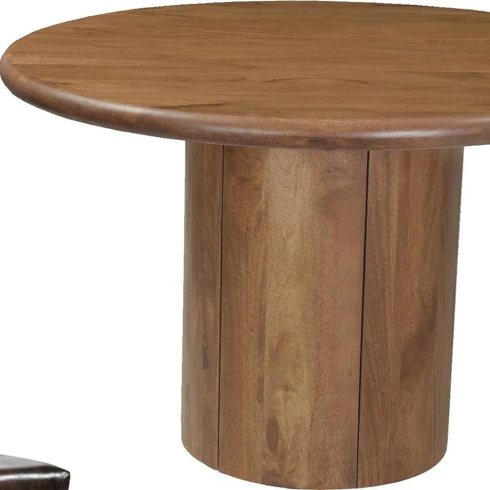Five Piece Brown Round Solid Wood Dining Set with Four Chairs - NOVA HOME FURNITURE