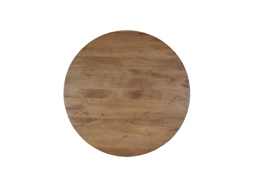 Five Piece Brown Round Solid Wood Dining Set with Four Chairs