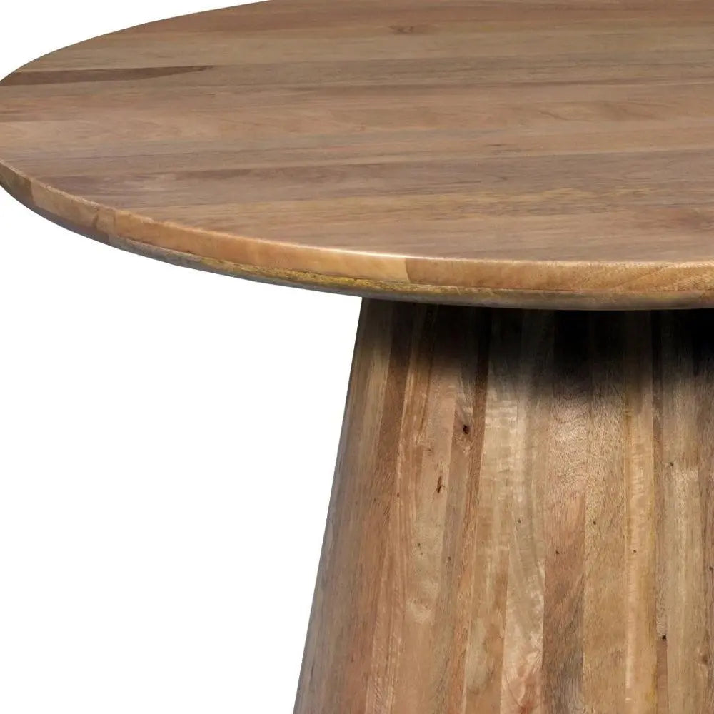 Five Piece Brown Round Solid Wood Dining Set with Four Chairs