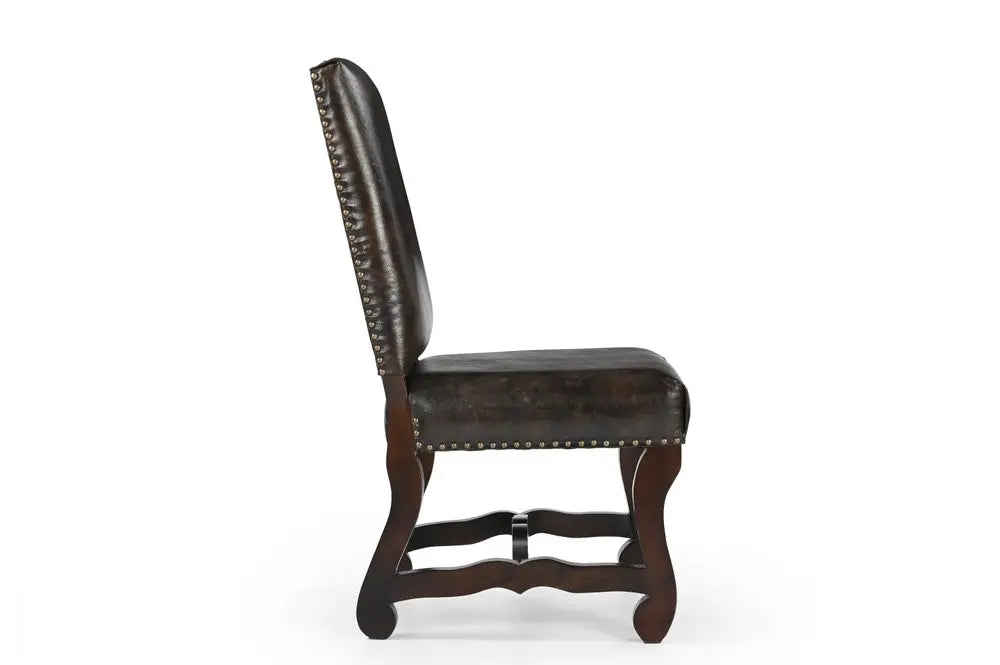 Five Piece Brown Round Solid Wood Dining Set with Four Chairs