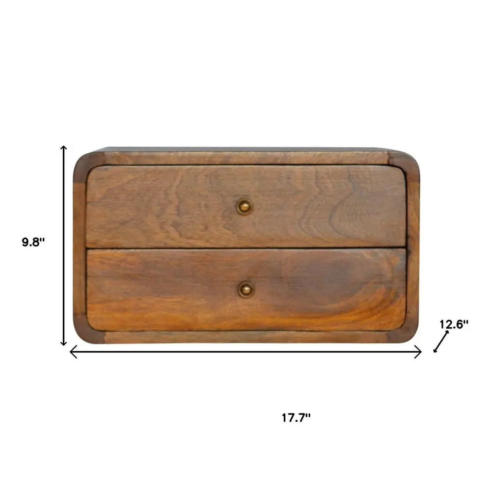 18" Brown Solid Wood Floating Nightstand HomeRoots