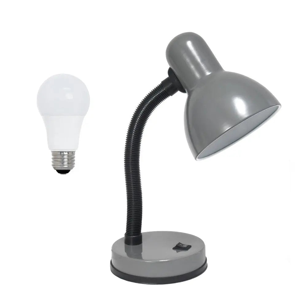 14" Gray Metal Swing Arm Table Lamp LED HomeRoots