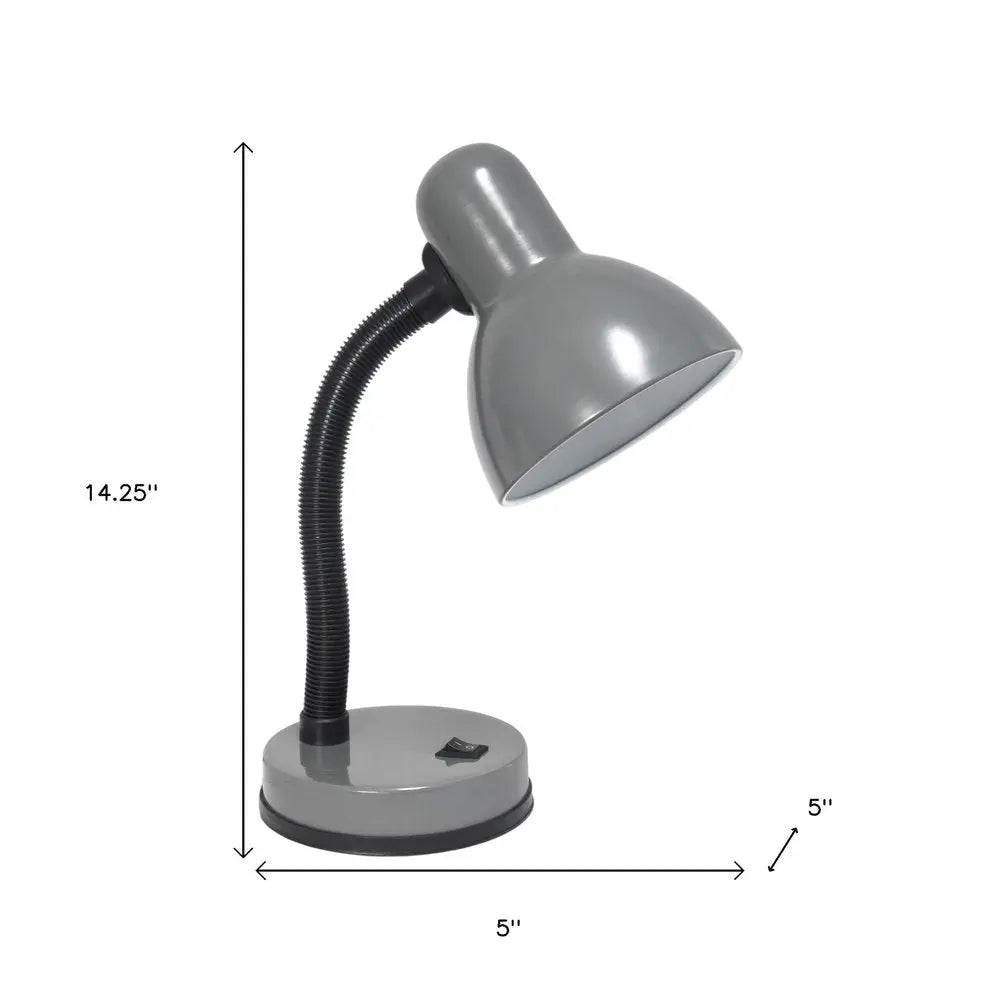 14" Gray Metal Swing Arm Table Lamp LED HomeRoots