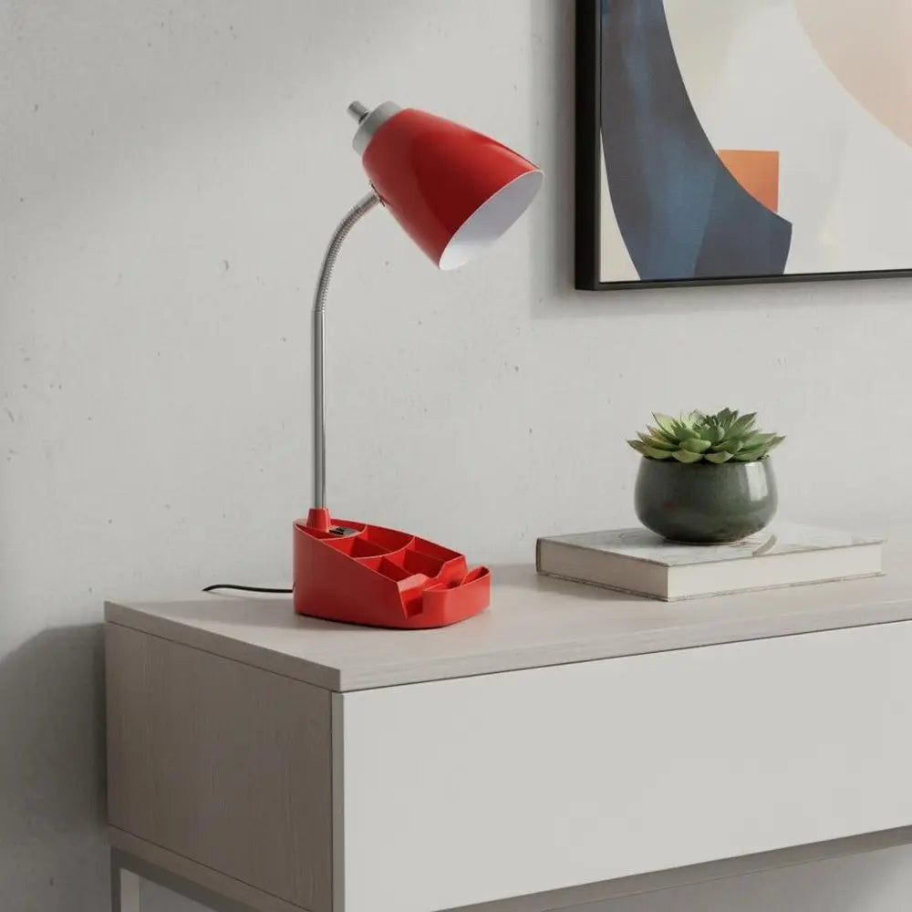 19" Red Table Lamp With Cone Shade HomeRoots