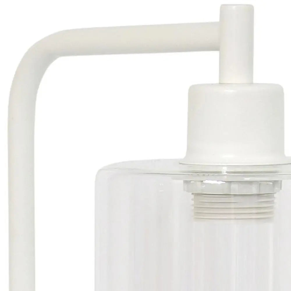 19" White Iron Lantern Table Lamp LED With Clear Cylinder Shade HomeRoots