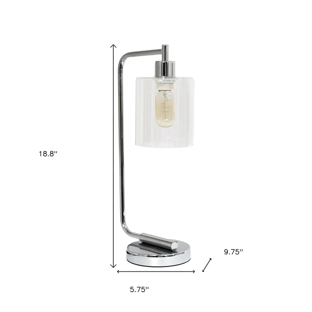 19" Silver Iron Lantern Table Lamp With Clear Cylinder Shade HomeRoots