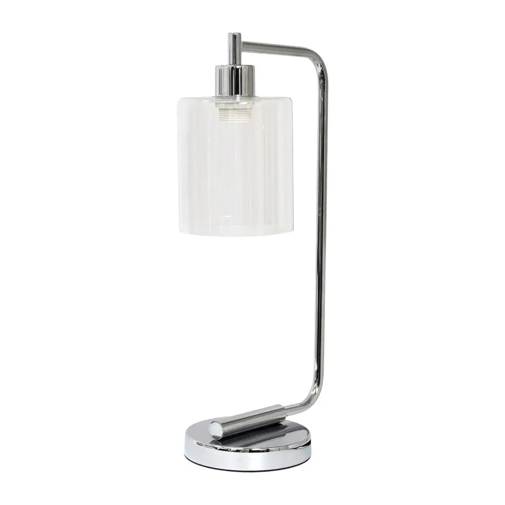 19" Silver Iron Lantern Table Lamp LED With Clear Cylinder Shade HomeRoots