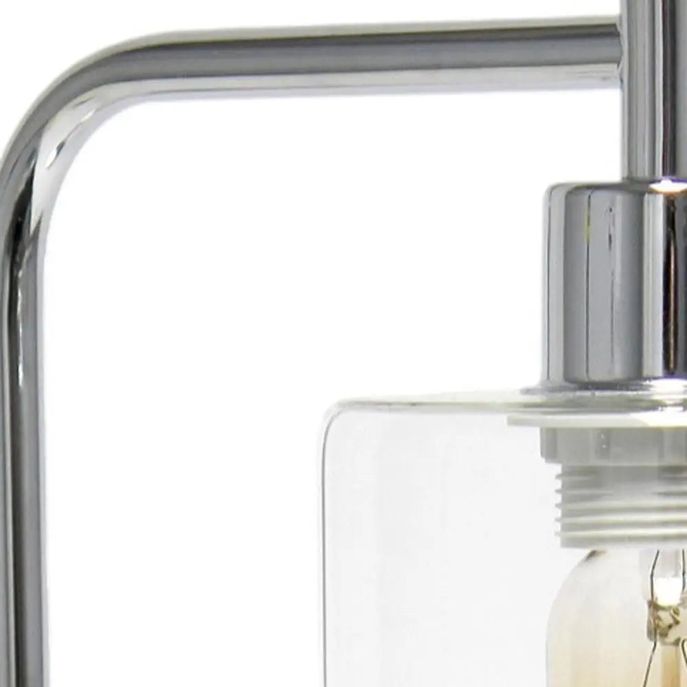 19" Silver Iron Lantern USB Table Lamp With Clear Cylinder Shade HomeRoots