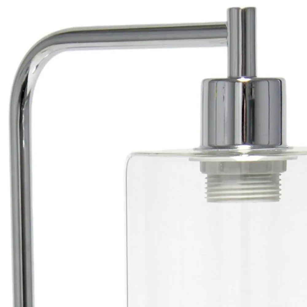 19" Silver Iron Lantern USB Table Lamp LED With Clear Cylinder Shade HomeRoots