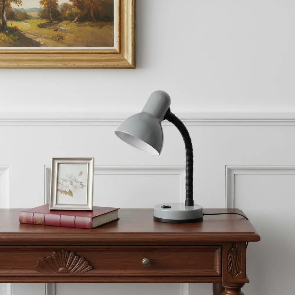 14" Silver Metal Swing Arm Table Lamp HomeRoots