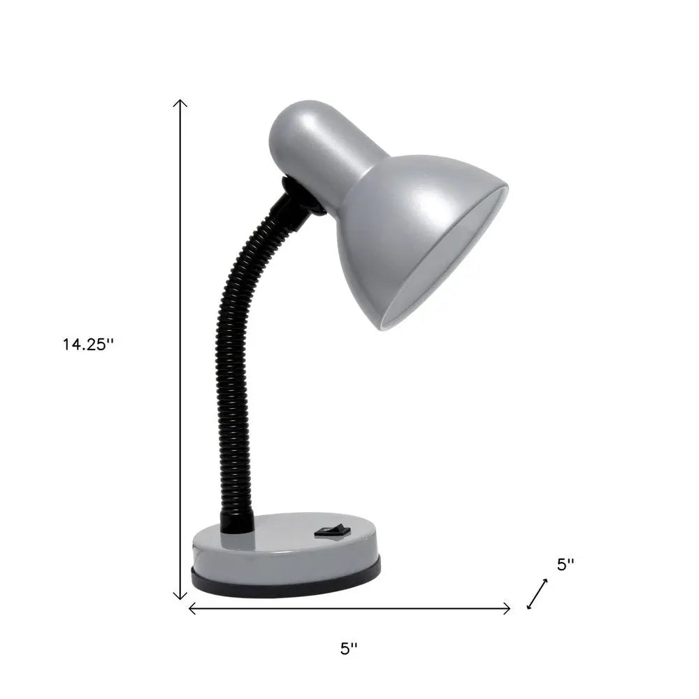 14" Silver Metal Swing Arm Table Lamp LED HomeRoots