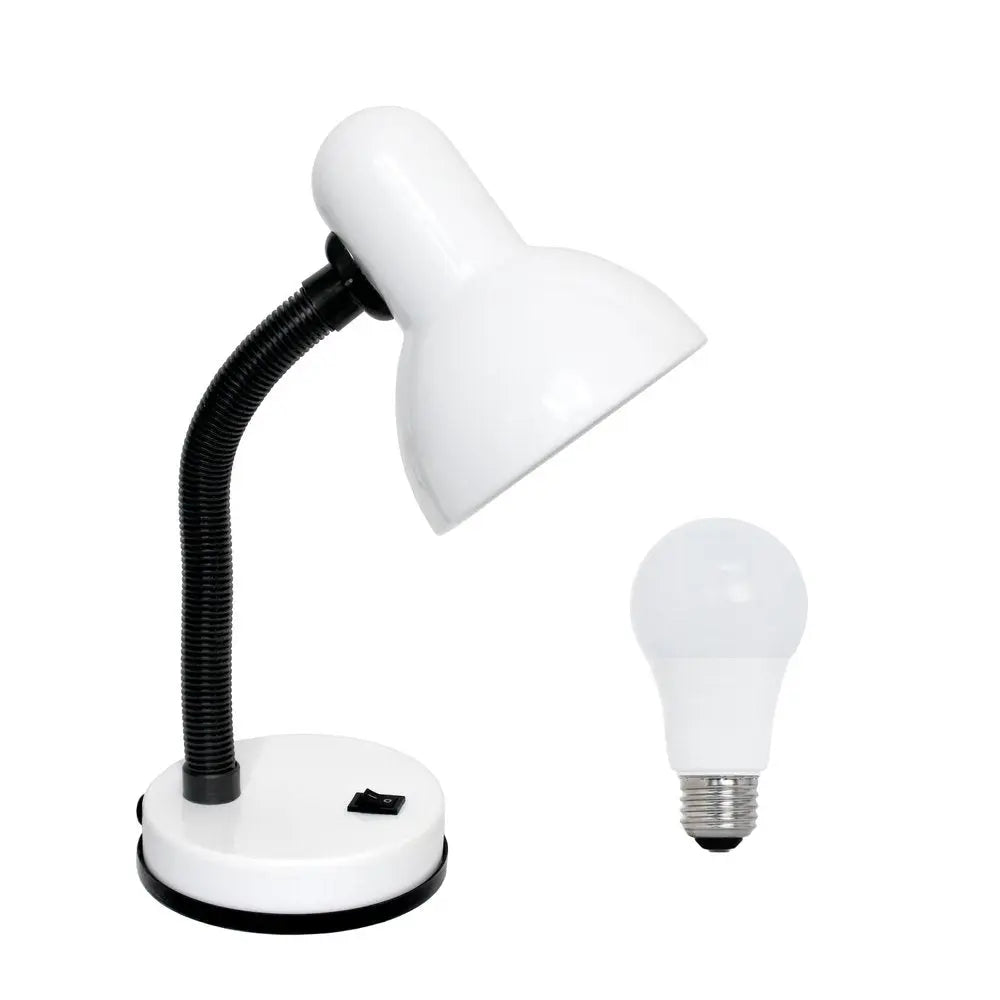 14" White Metal Swing Arm Table Lamp LED HomeRoots