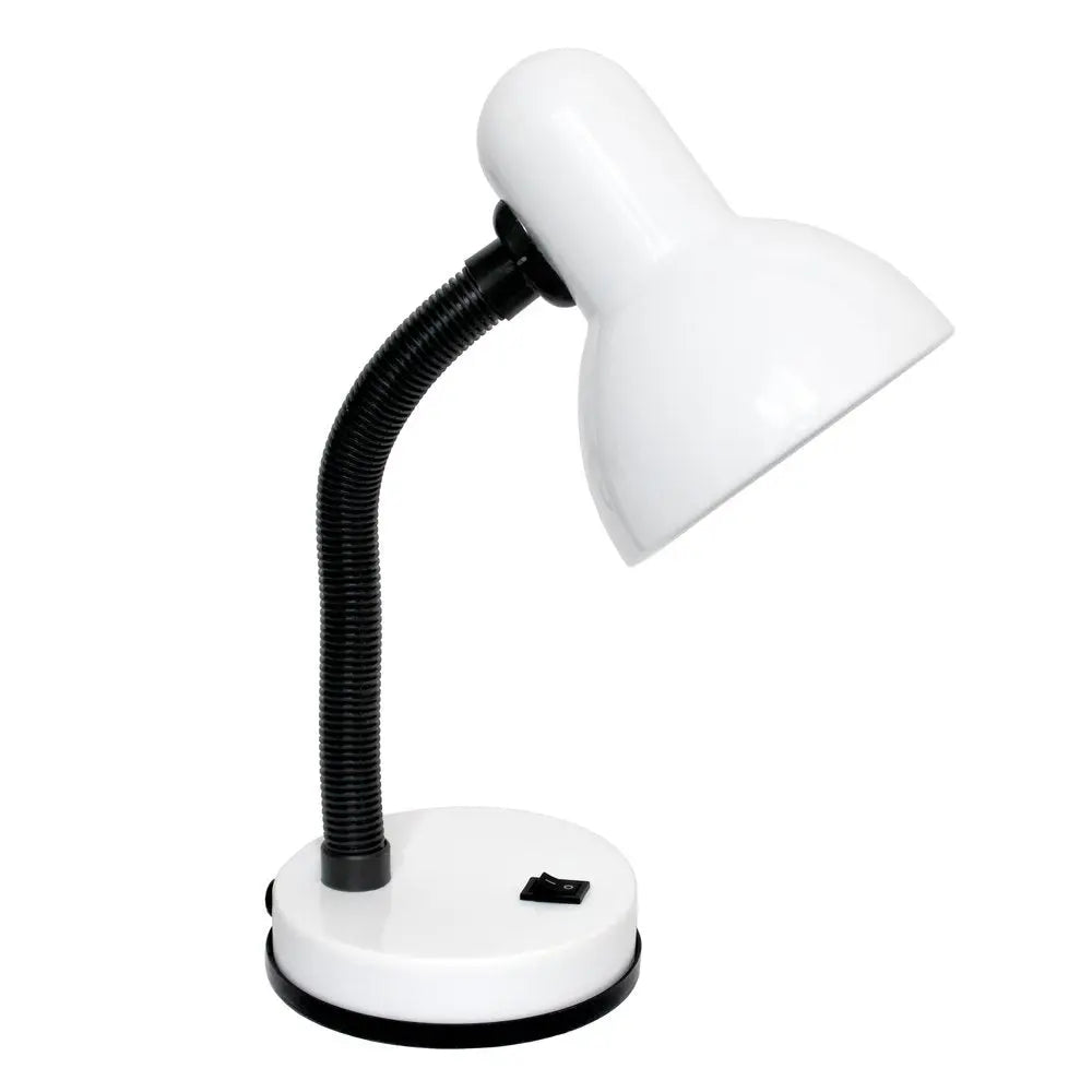 14" White Metal Swing Arm Table Lamp LED HomeRoots