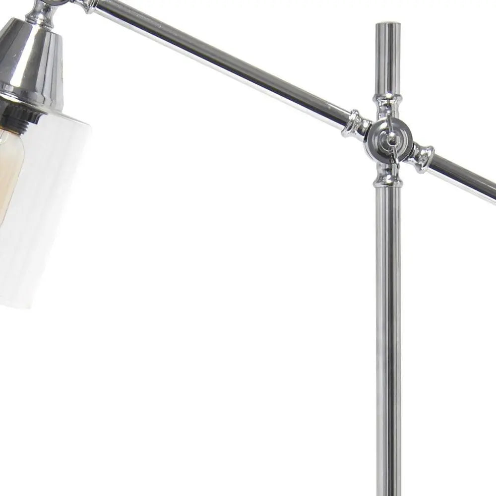 28" Silver Metal Table Lamp With Clear Cylinder Shade HomeRoots