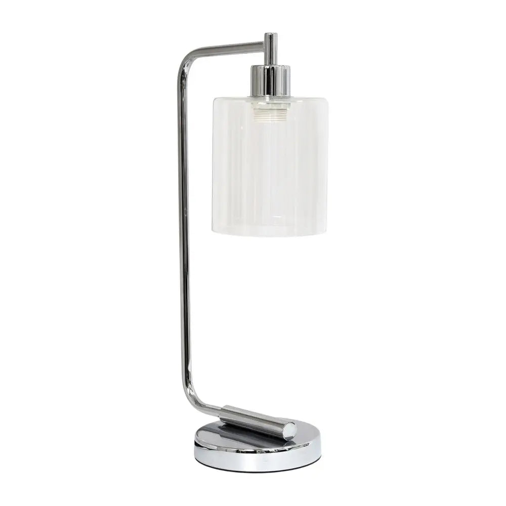 19" Silver Iron Lantern Table Lamp LED With Clear Cylinder Shade HomeRoots