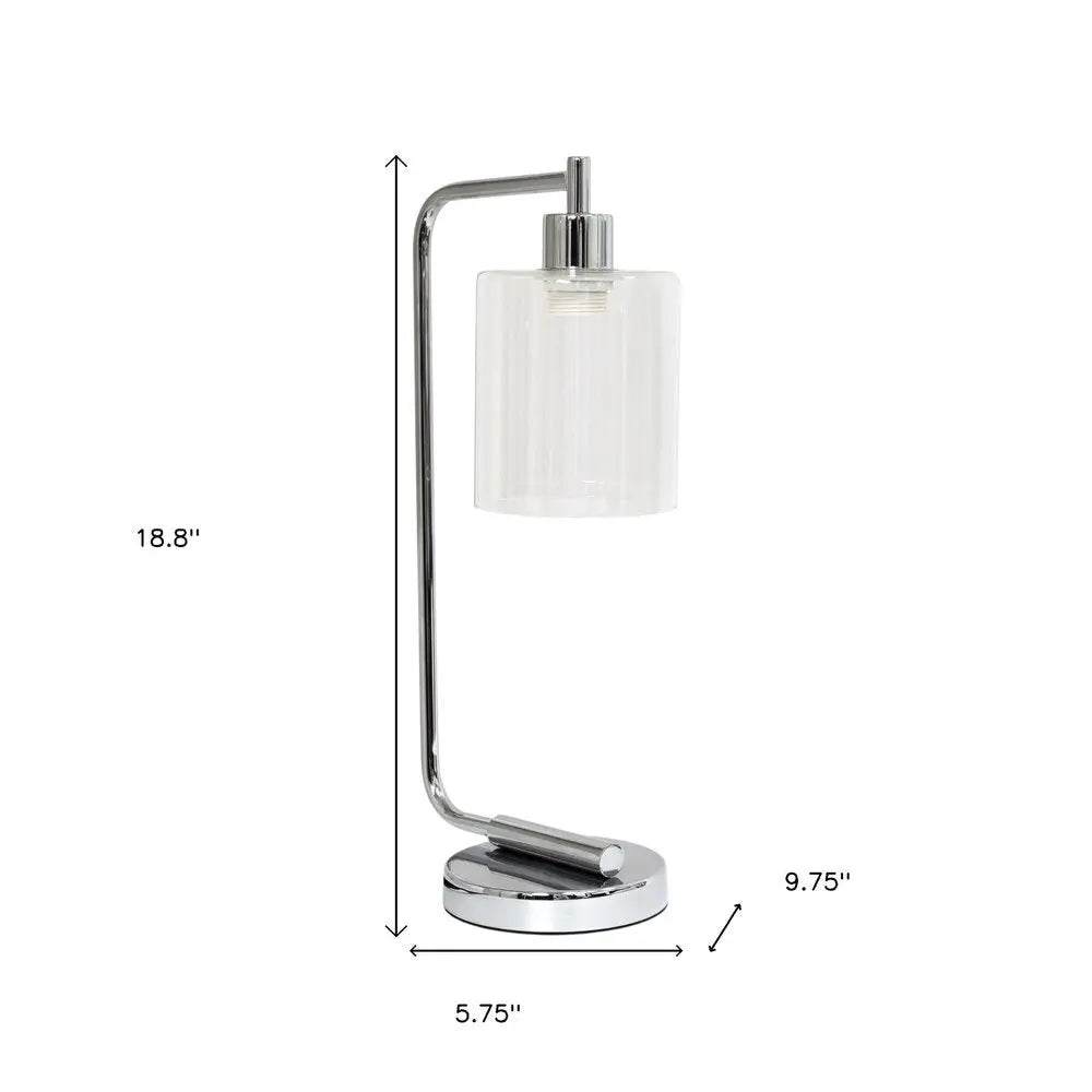 19" Silver Iron Lantern Table Lamp LED With Clear Cylinder Shade HomeRoots