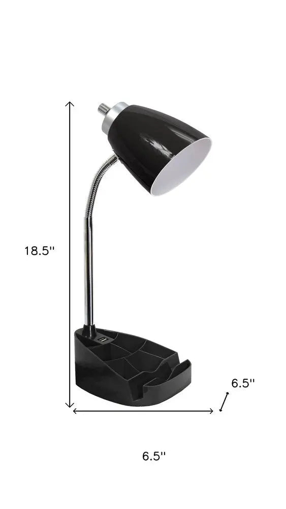 19" Black Swing Arm USB Table Lamp HomeRoots