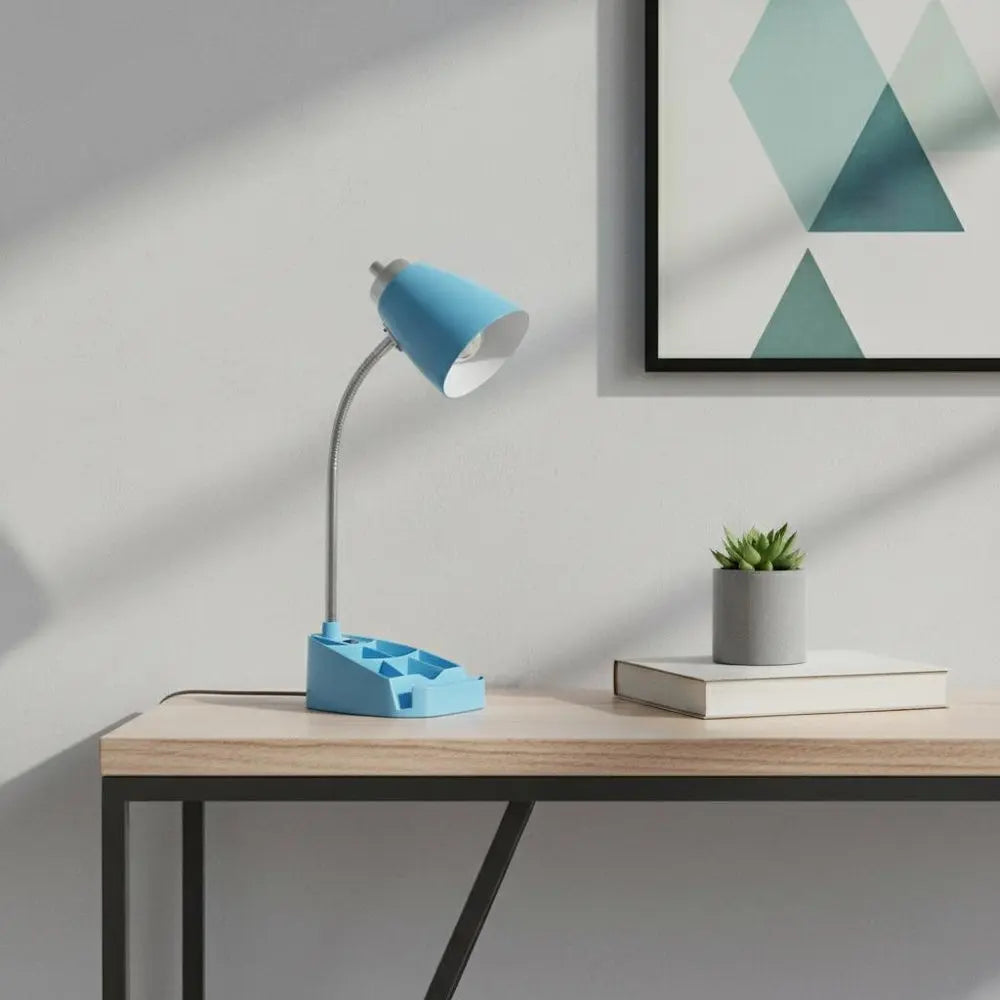 19" Blue Swing Arm USB Table Lamp HomeRoots