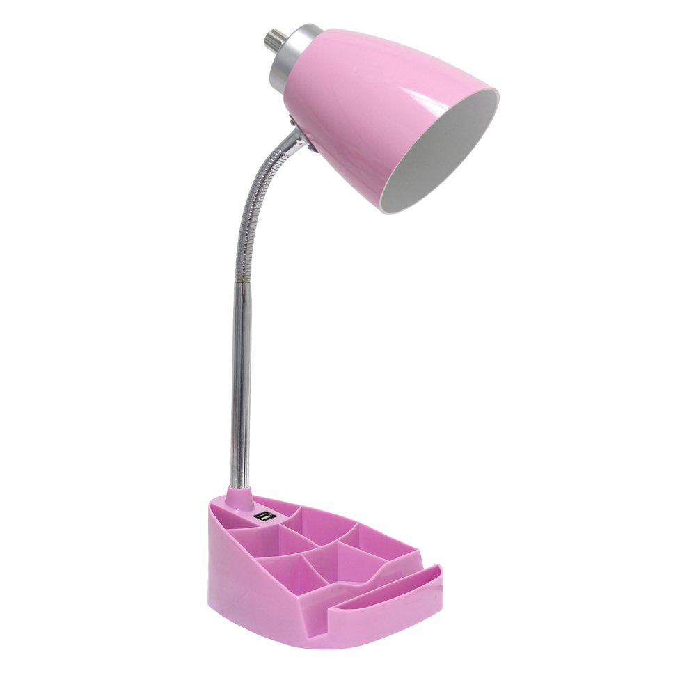 19" Pink Swing Arm USB Table Lamp