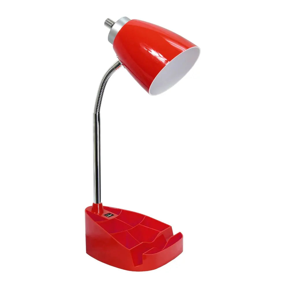 19" Red Swing Arm USB Table Lamp HomeRoots