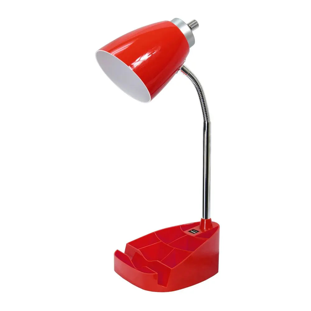 19" Red Swing Arm USB Table Lamp HomeRoots