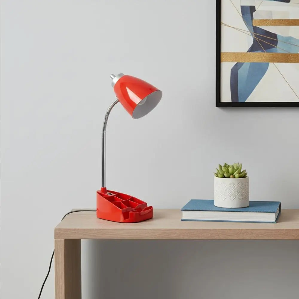 19" Red Swing Arm USB Table Lamp HomeRoots