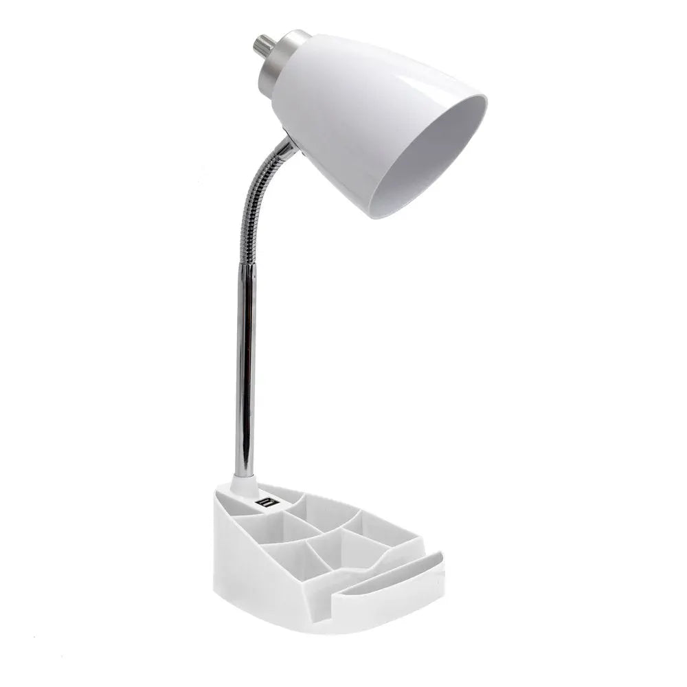 19" White Swing Arm USB Table Lamp HomeRoots