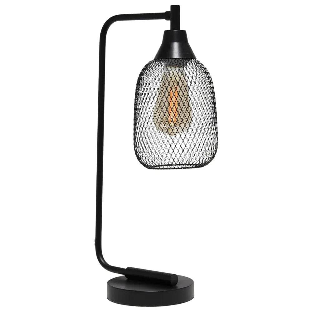 19" Black Metal Lantern Table Lamp With Black Globe Shade HomeRoots