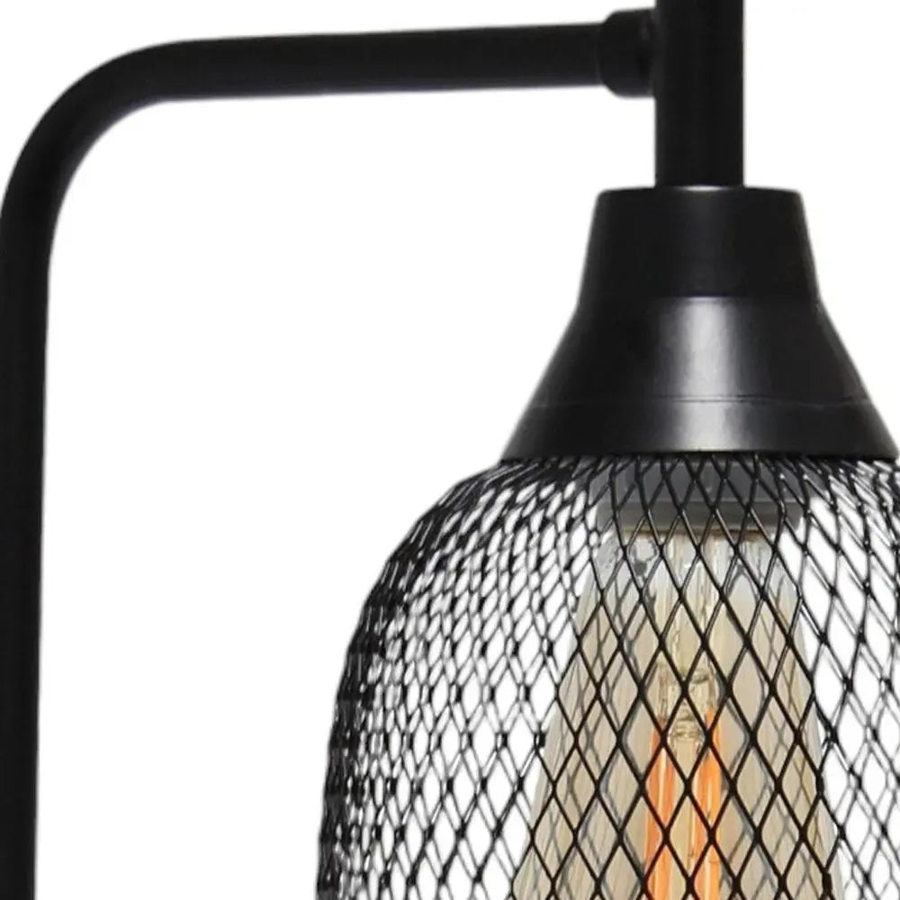 19" Black Metal Lantern Table Lamp With Black Globe Shade HomeRoots