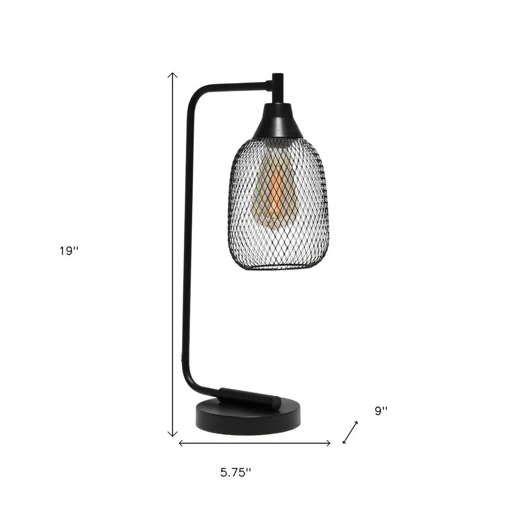 19" Black Metal Lantern Table Lamp With Black Globe Shade HomeRoots