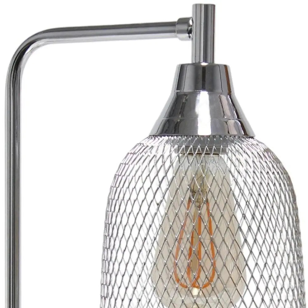 19" Silver Metal Lantern Table Lamp With Silver Globe Shade HomeRoots