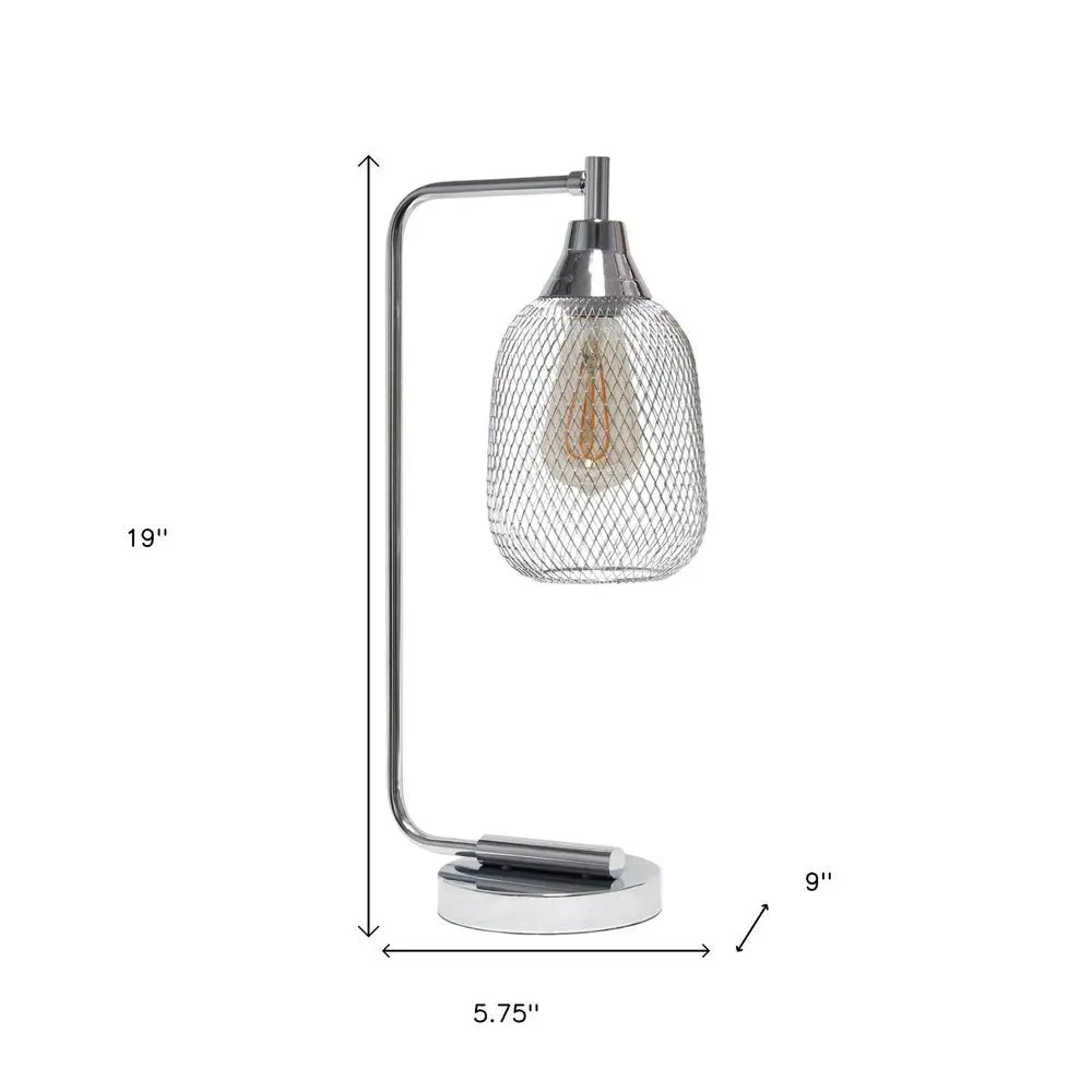 19" Silver Metal Lantern Table Lamp With Silver Globe Shade HomeRoots