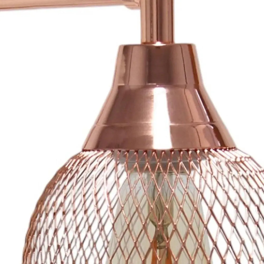 19" Rose Gold Metal Lantern Table Lamp With Rose Gold Globe Shade HomeRoots