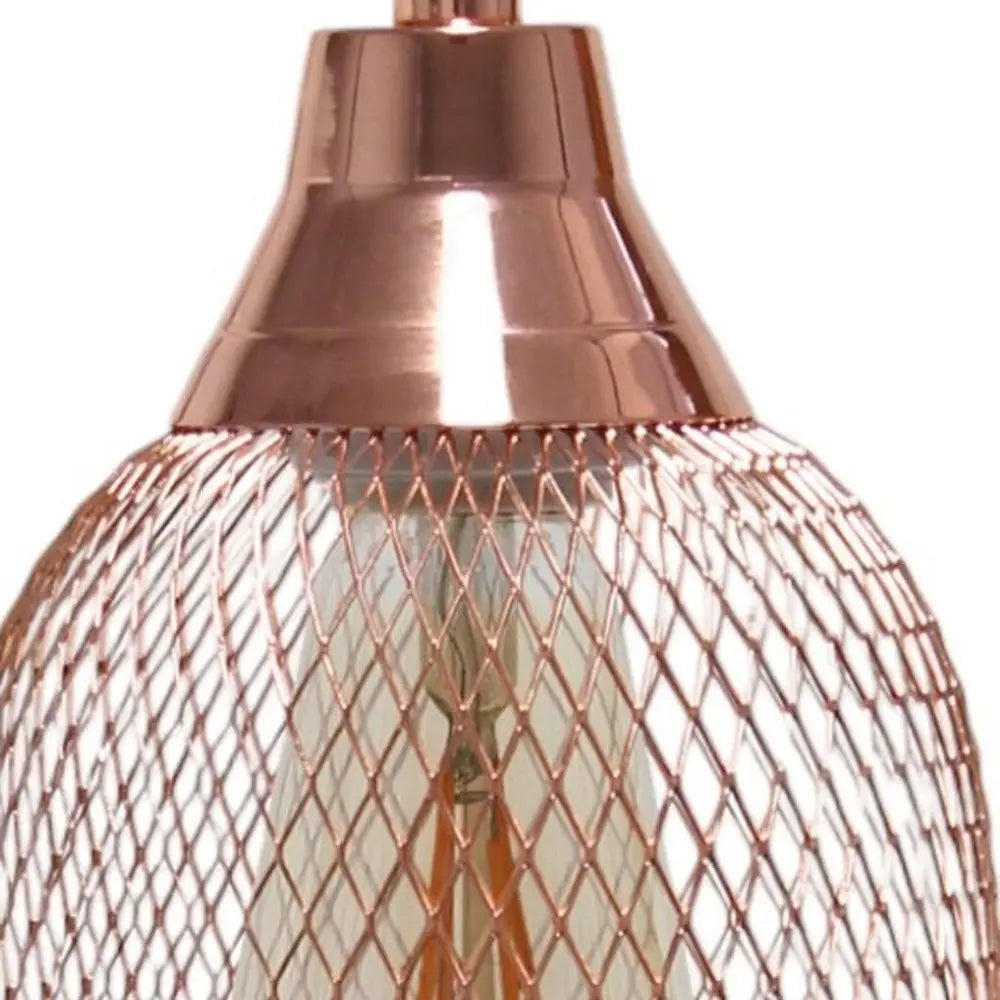 19" Rose Gold Metal Lantern Table Lamp With Rose Gold Globe Shade HomeRoots