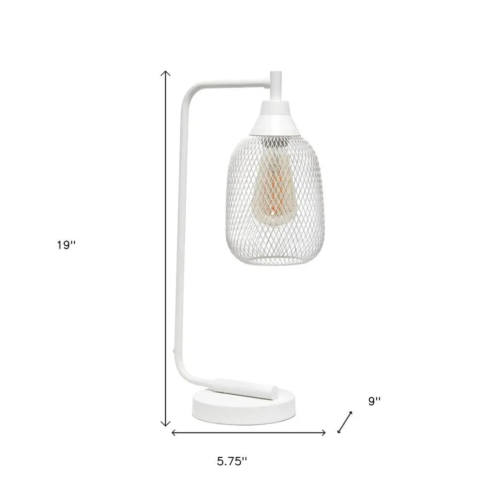 19" White Metal Lantern Table Lamp With White Globe Shade HomeRoots