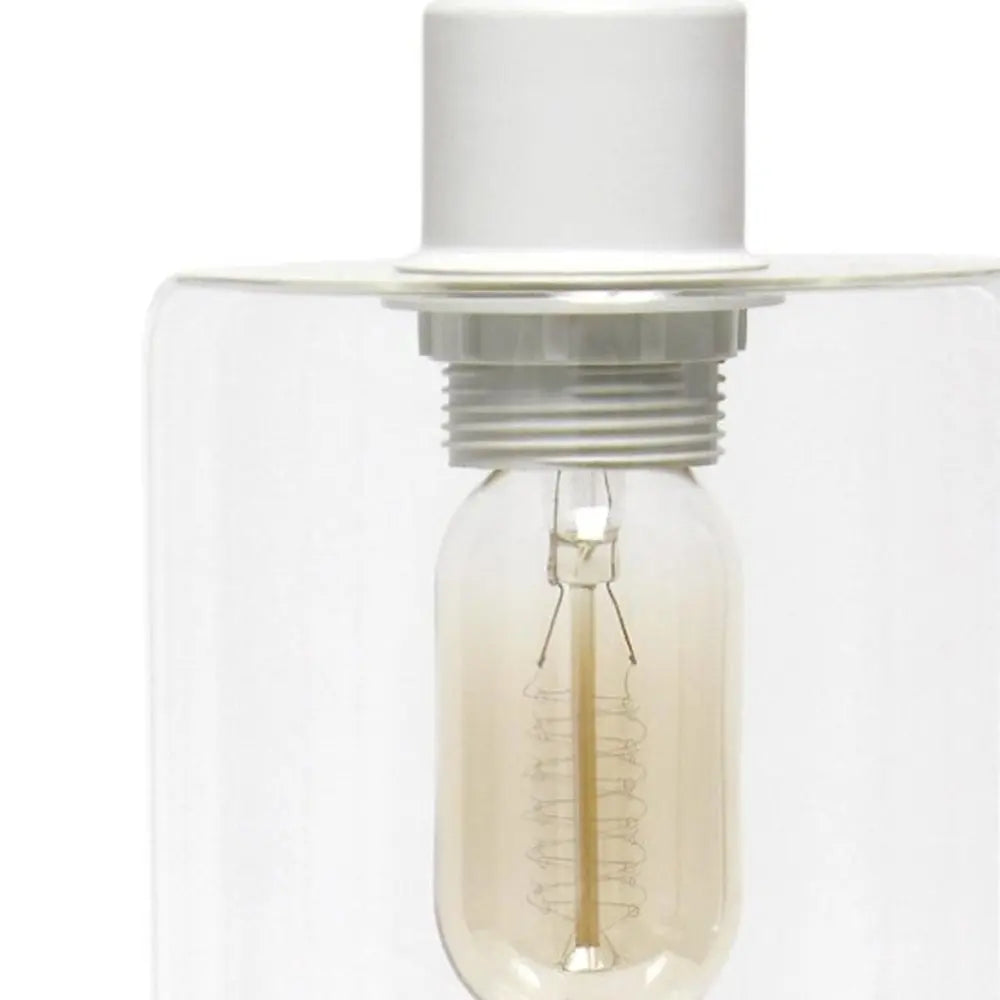 19" White Iron Lantern USB Table Lamp With Clear Cylinder Shade HomeRoots