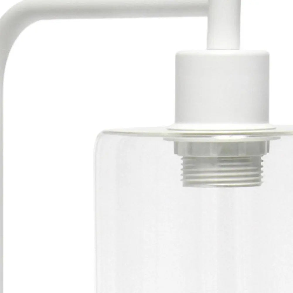 19" White Iron Lantern USB Table Lamp LED With Clear Cylinder Shade HomeRoots