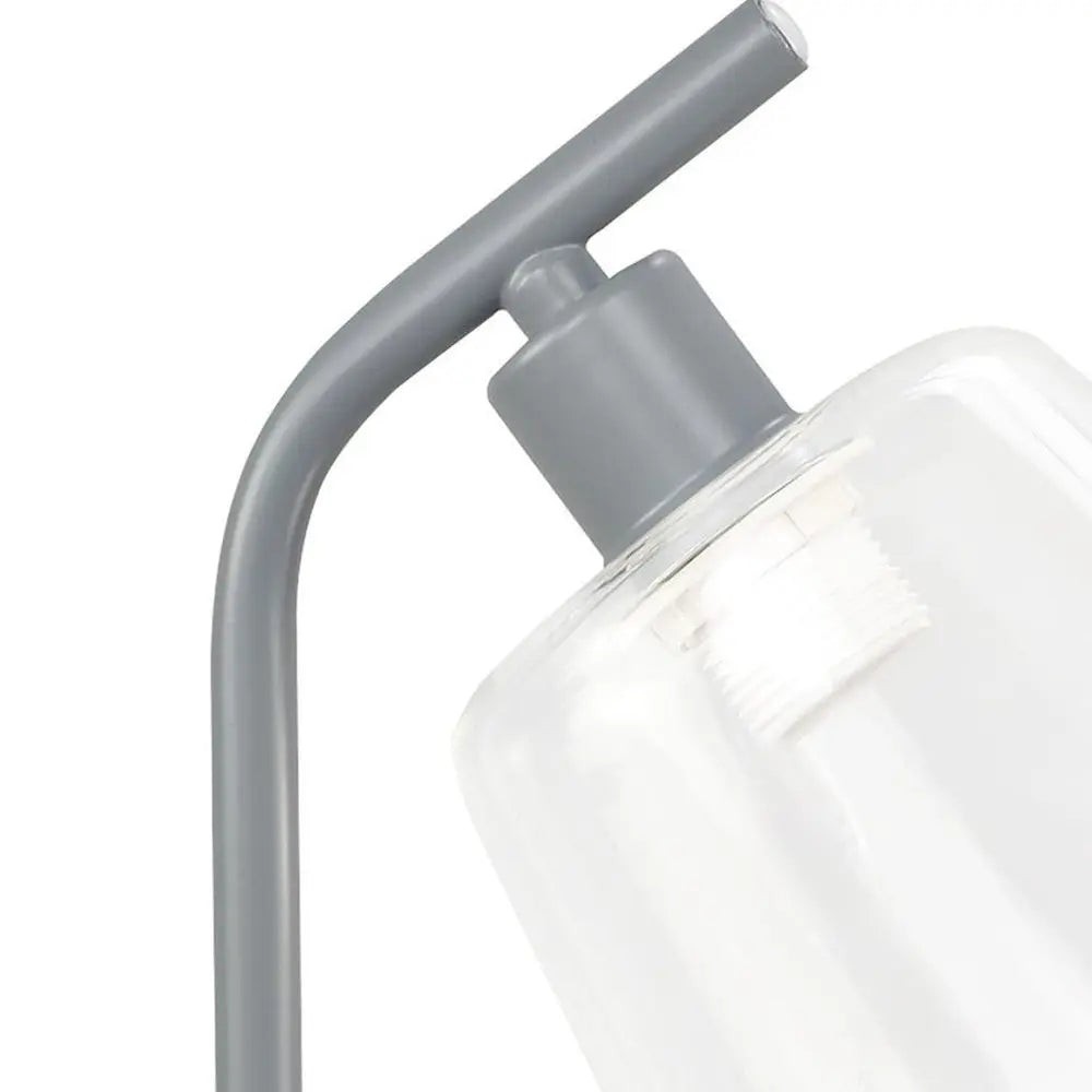 16" Gray Metal USB Table Lamp With Clear Globe Shade HomeRoots