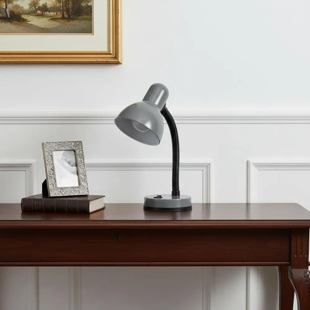 14" Gray Metal Swing Arm Table Lamp HomeRoots